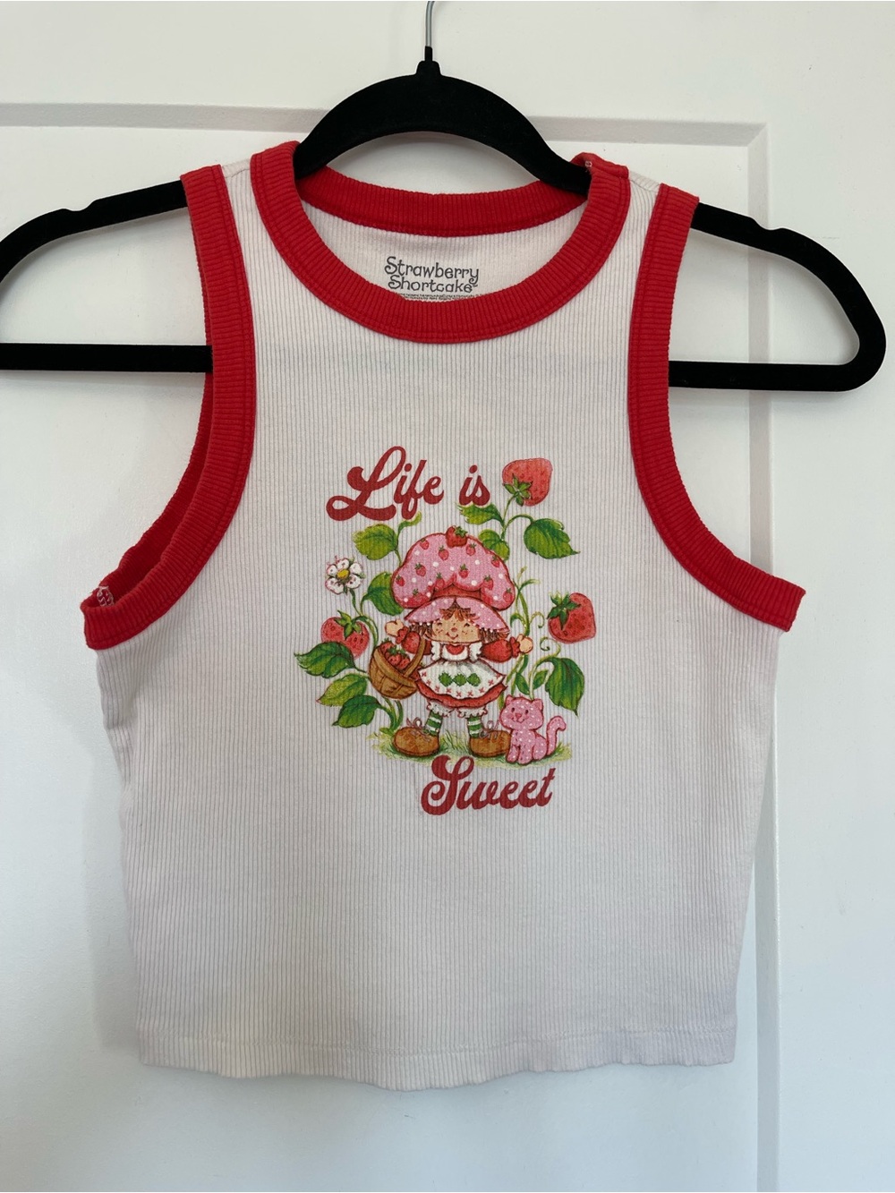 'Life Is Sweet' White & Red Strawberry Shortcake Tank Top